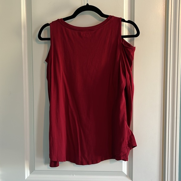 LOFT Cold Shoulder Long-Sleeve Tee in Ruby Shadow - Picture 2 of 5